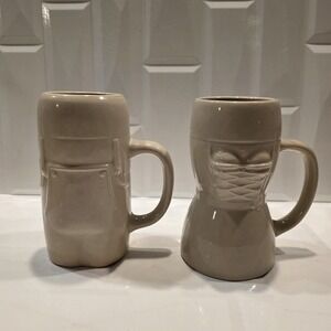 2- Beer Mugs Octoberfest Style Dirndl & Lederhosen